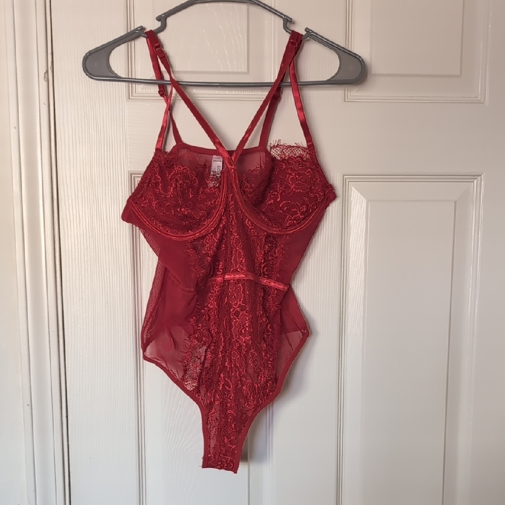 Source Unknown Red Lace Bodysuit